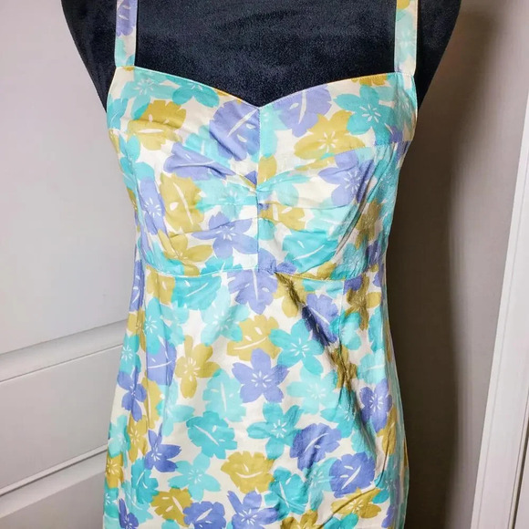 Eddie Bauer Blue Green and Cream Floral Vintage Sundress Size 4 - Picture 9 of 12